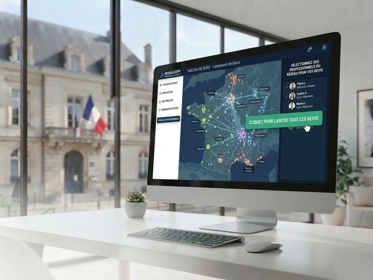 Carte de France du réseau de professionnels RE2020 Expert pour lancer des demandes de devis